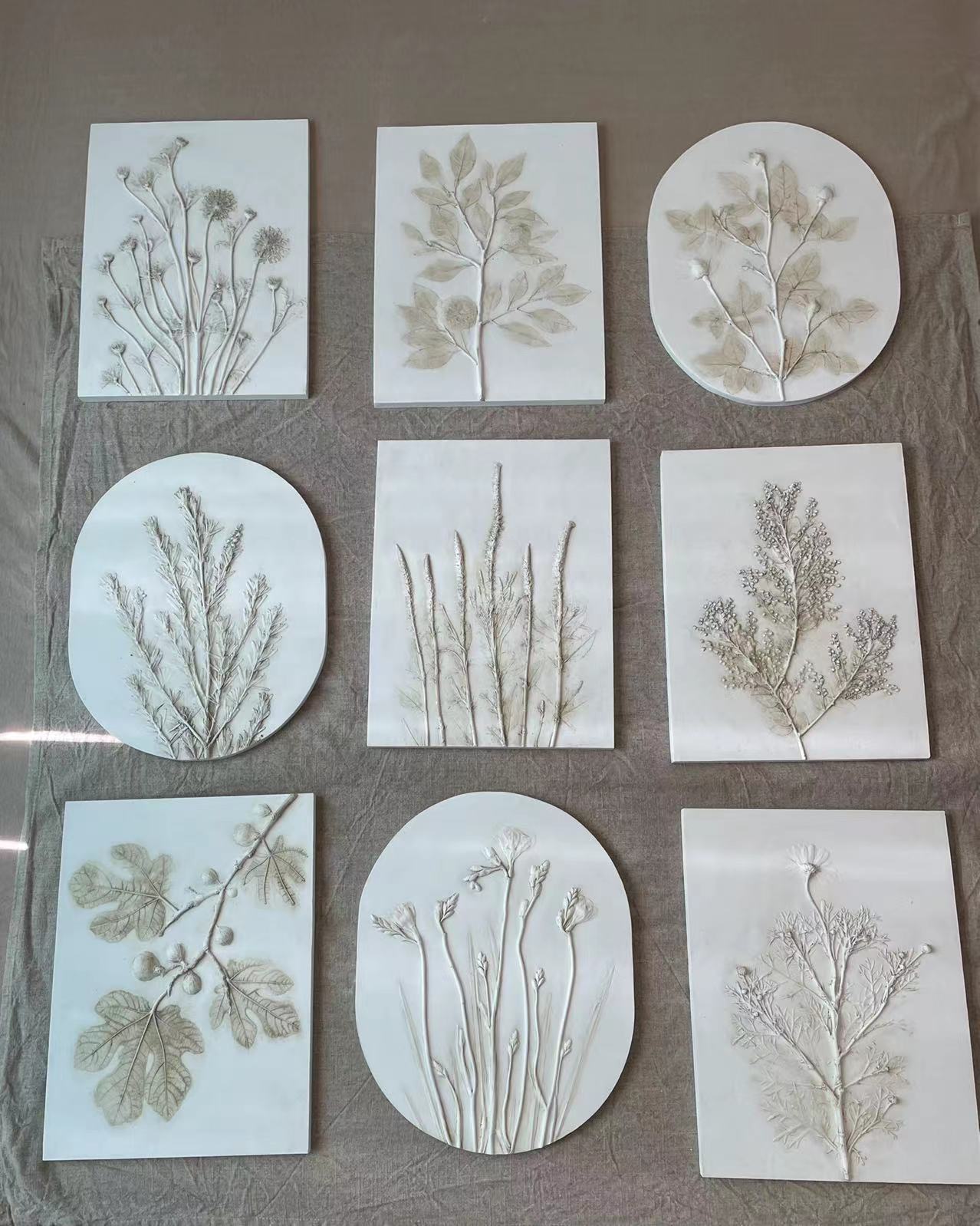 阿瓜 | 植物拓印石膏浮雕